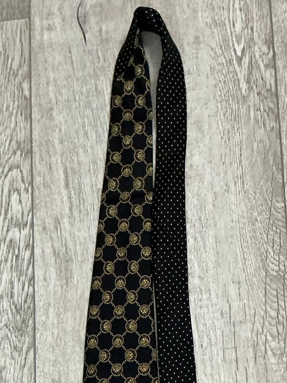 Versace Black Gold Medusa Coin Silk Tie